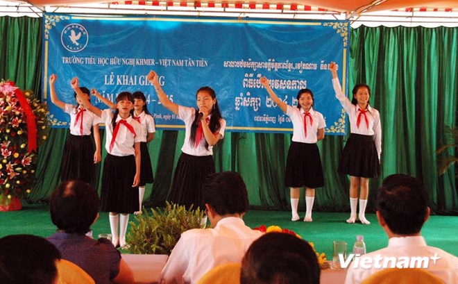 Khmer-Vietnam Tan Tien friendship primary school in Cambodia start a new school year